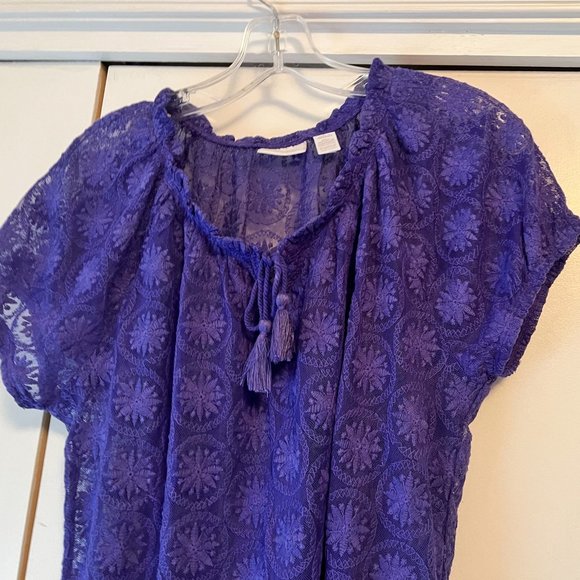 EUC! Chicos Purple Sheer Blouse - Size 1 - Picture 2 of 4